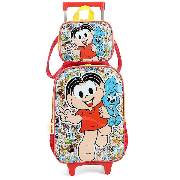 Kit Mochila Rodinhas Lancheira Luxcel Turma da Mônica