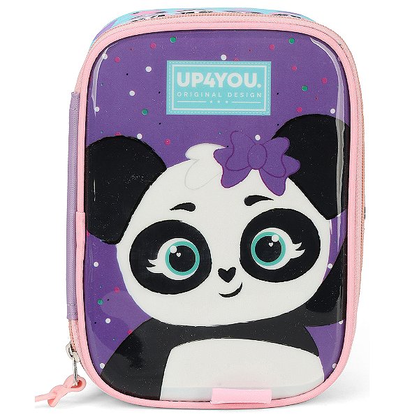 Estojo Box 100 Pens Luxcel Up4You Panda Roxo