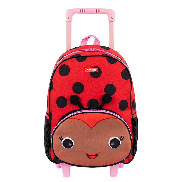 Mochila de Rodinhas Média Sestini Kids X Joaninha Vermelho