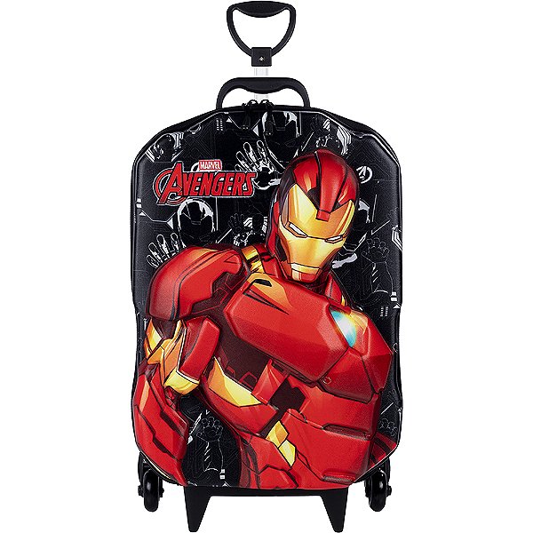 Mochila de Rodinhas 3D Maxtoy Homem de Ferro Preto