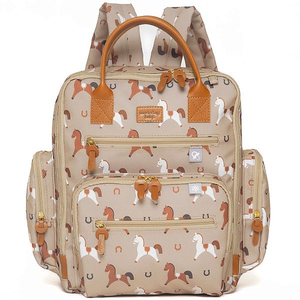 Mochila de Maternidade MasterBag Urban Cavalinhos Bege