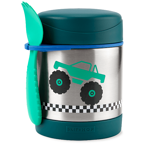 Pote Térmico Com Talher Spark Style Carro Truck Verde