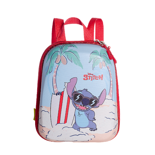 Mochila Pequena Maxtoy Stitch Praia Vermelho