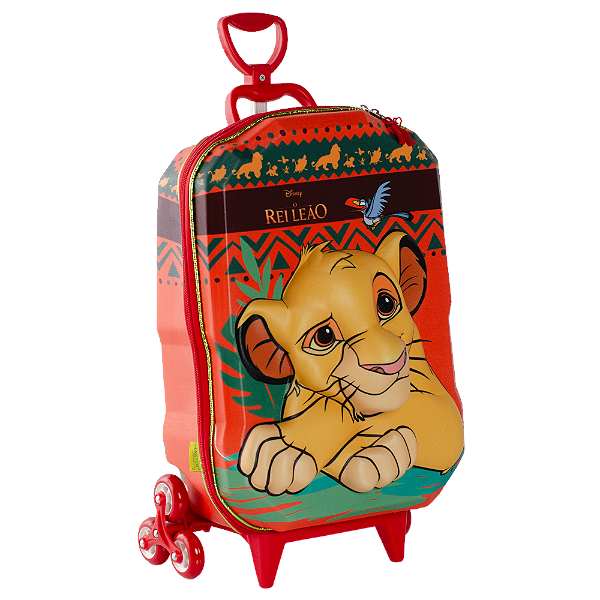 Mochila de Rodinhas 3D Maxtoy Rei Leão Vermelho
