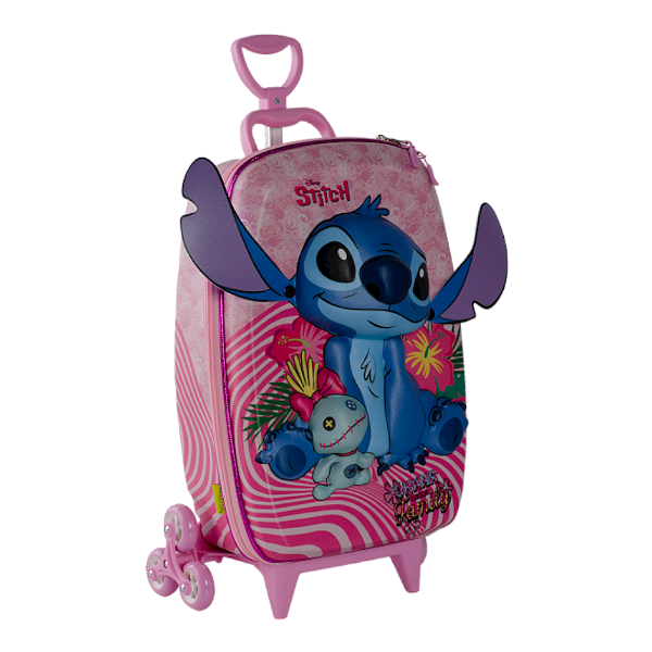 Mochila de Rodinhas 3D Maxtoy Stitch Rosa