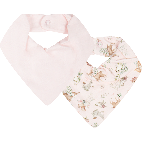 Kit Com 2 Babadores Hug Bandana Floresta Magia Rosa