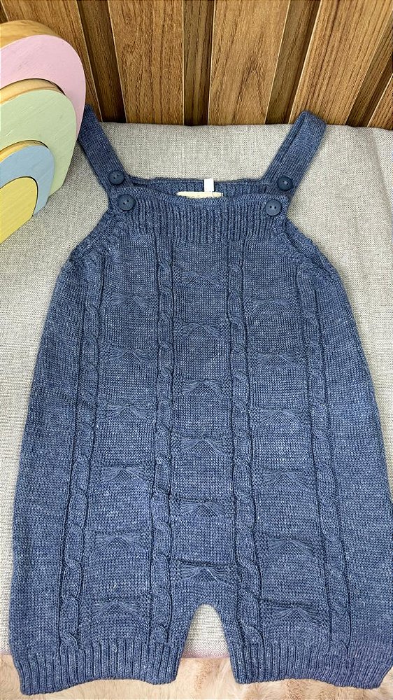 Jardineira Romper Trabalhado Azul Jeans
