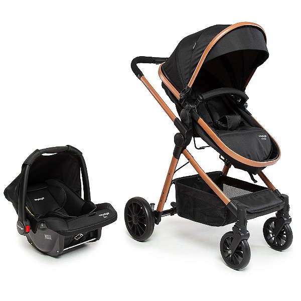 Carrinho de Bebê e Bebê Conforto Voyage Prestige Preto Terracota
