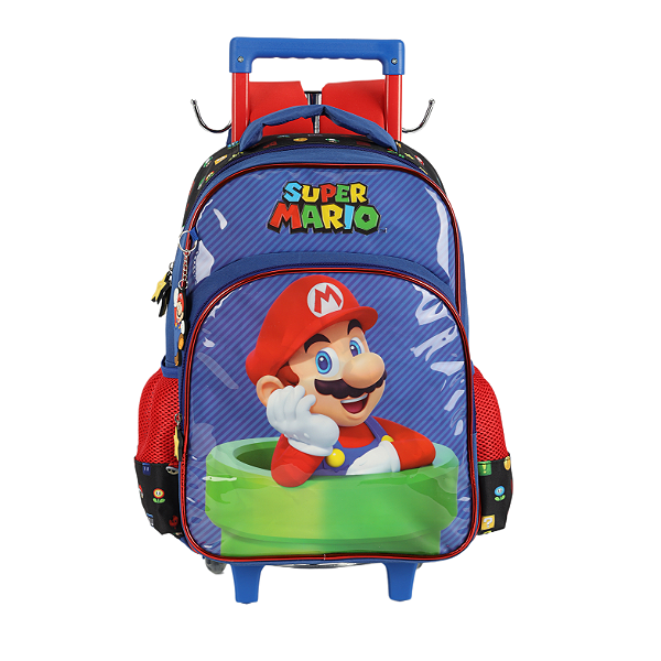 Mochila de Rodinhas Com Alça Luxcel Super Mário Azul