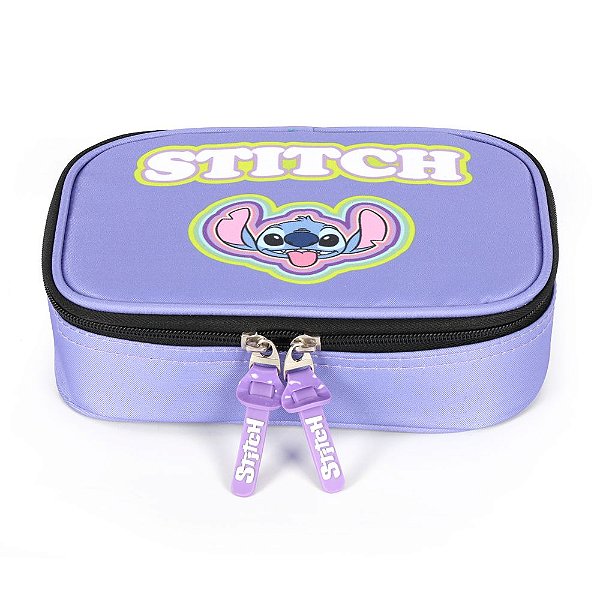 Estojo Box 100 Pens Luxcel Stitch Quadriculado Lilás