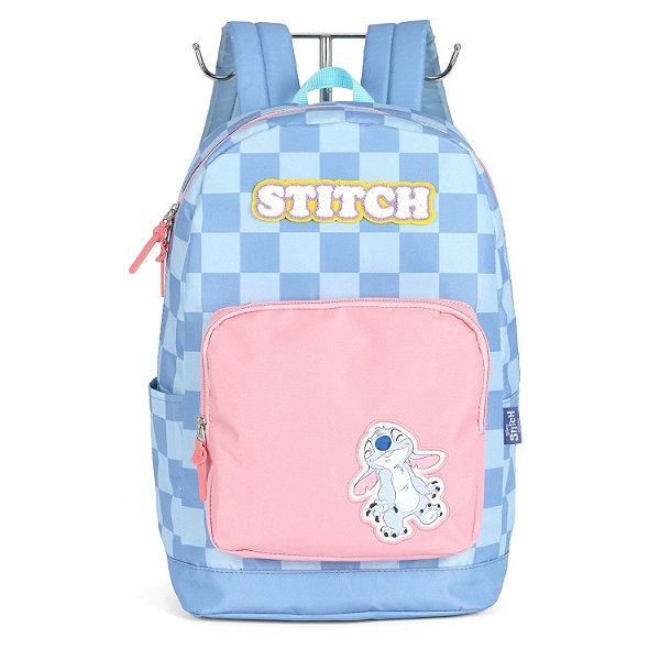 Mochila de Costas Luxcel Stitch Quadriculada Azul