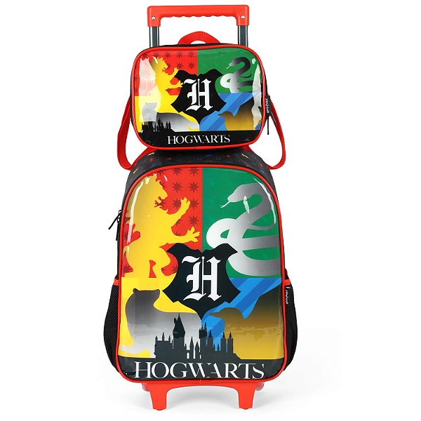 Kit Mochila Rodinhas Lancheira Luxcel Harry Potter Preto