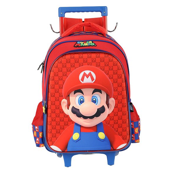 Mochila de Rodinhas Com Alça Luxcel Super Mario Azul