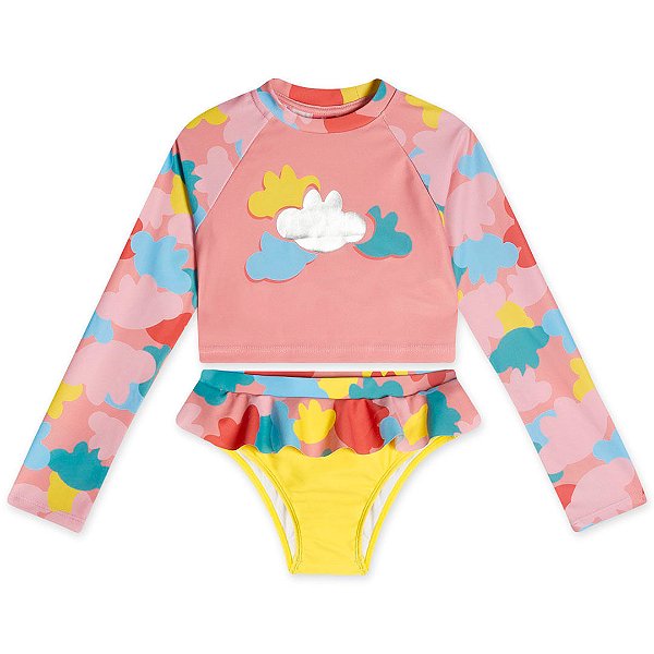 Conjunto de Praia Lilica Ripilica Manga Longa Com FPU Rosa