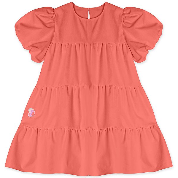 Vestido Lilica Ripilica Manga Curta Laranja