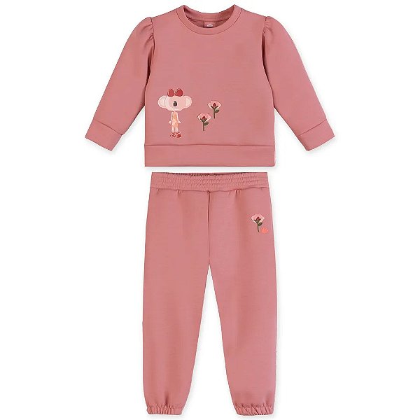 Conjunto Manga Longa Lilica Ripilica Flowers Rosa