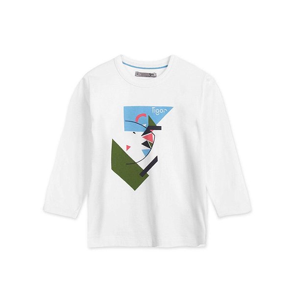 Camiseta Manga Longa Tigor T Tigre Baby Estampa Branco