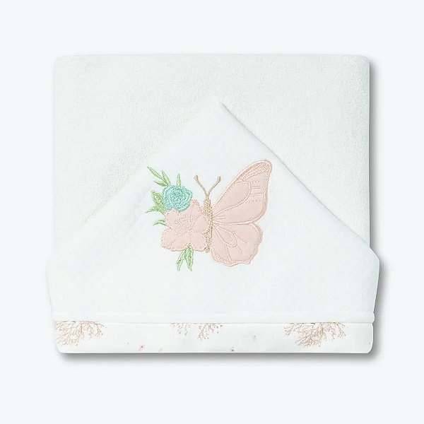 Toalha de Banho Hug Com Capuz Cerejeira Rosa Pêssego
