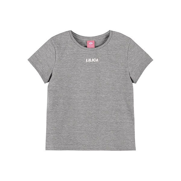 Blusa Manga Curta Lilica Ripilica Lettering Cinza