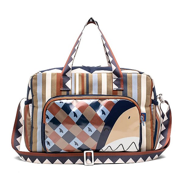 Bolsa de Passeio Mait Tubarão Estampado Azul Marinho