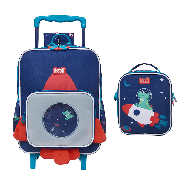 Kit Mochila Carrinho Lancheira Kouii Pacific Nauta Azul