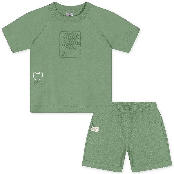 Conjunto Curto Tigor T Tigre Camiseta e Bermuda 1993 Verde
