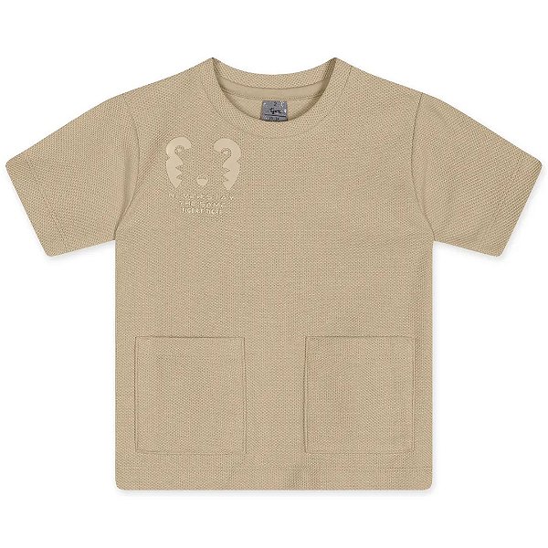 Camiseta Manga Curta Tigor T Tigre Com Bolsos Bege