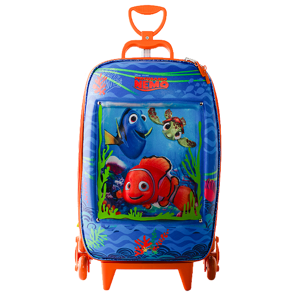 Mochila de Rodinha 3D Maxtoy Procurando Nemo Azul Laranja