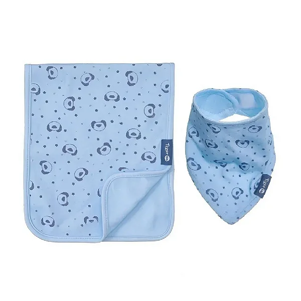 Kit Babador Bandana Pano de Ombro Tigor T Tigre Little Azul