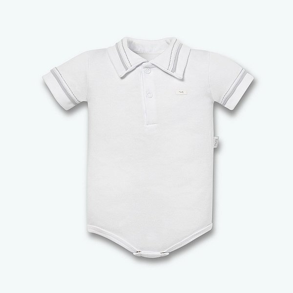 Body Curto Hug Com Gola Polo Com Detalhe Branco