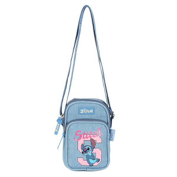 Bolsa de Transversal Luxcel Sintética Stitch Azul Jeans
