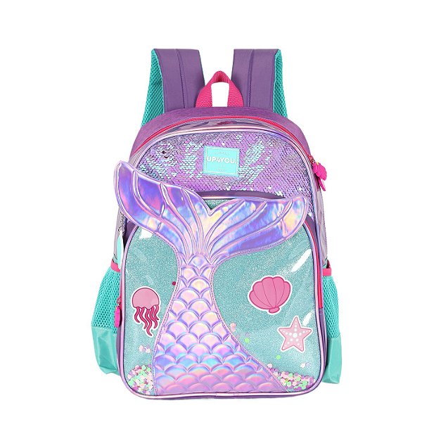 Mochila de Costas Luxcel Up4You Sereia Fundo do Mar Roxo