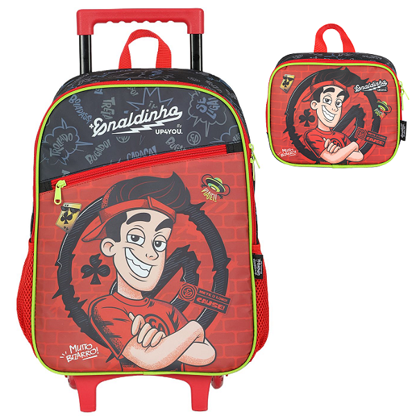 Kit Mochila Rodinha Lancheira Luxcel Enaldinho TMJ Vermelho