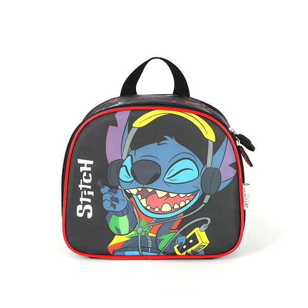 Lancheira Escolar Luxcel Stitch Crazy Preto