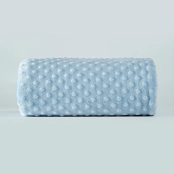 Cobertor Hug Fluffly Dots Azul Claro