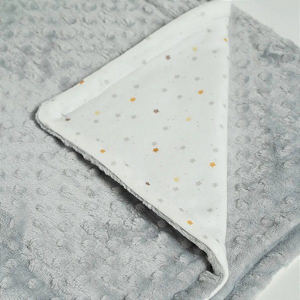 Cobertor Hug Fleece Dots Fun Linha Little Baby Cinza