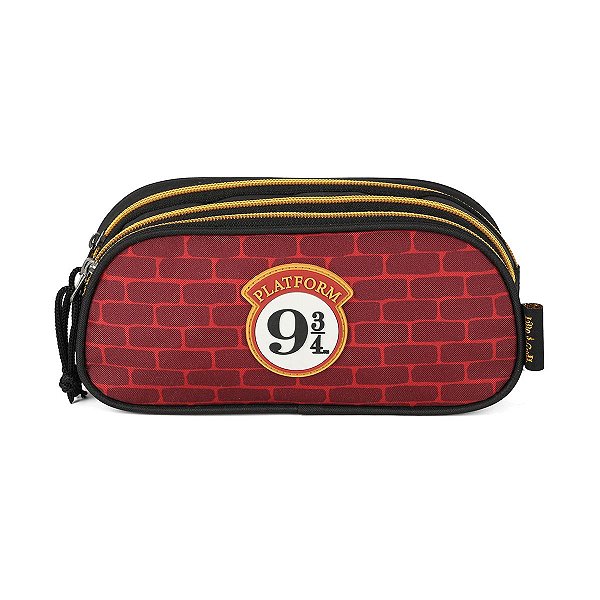 Estojo Escolar Triplo Luxcel Harry Potter Hogwarts Vinho