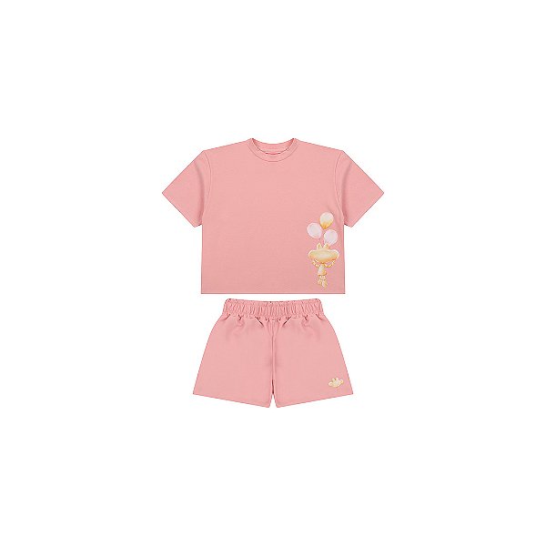 Conjunto Curto Lilica Ripilica Blusa e Short Fun Kids Rosa