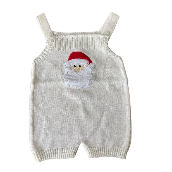 Jardineira Romper Natal Papai Noel Off White