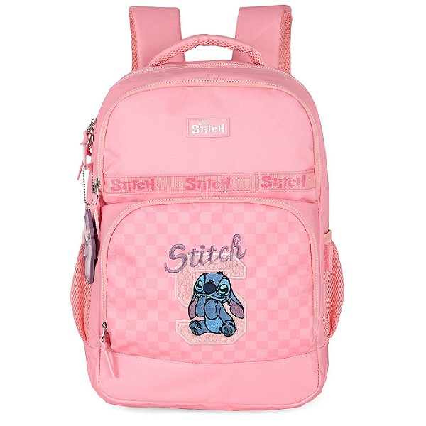 Mochila de Costas Luxcel Stitch Quadriculado Rosa