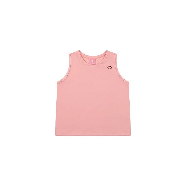 Blusa Regata Lilica Ripilica Com Logo Rosa Claro