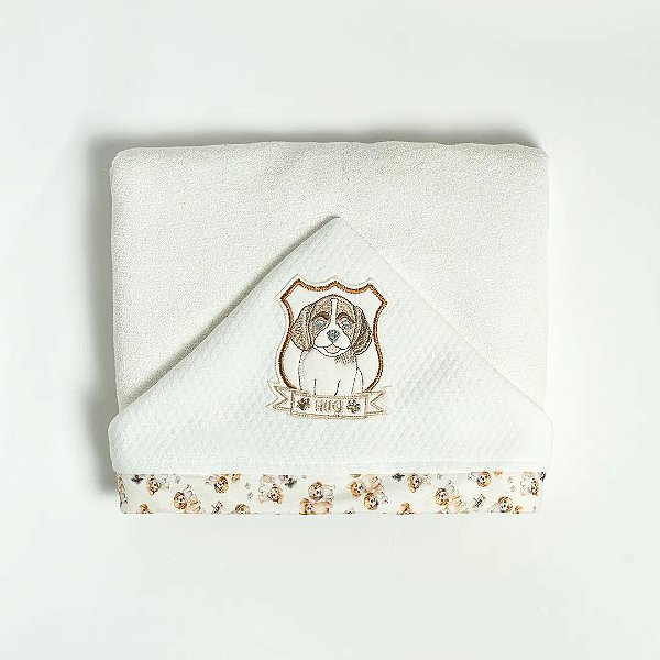 Toalha de Banho Hug Com Capuz Doguinhos Marrom Café