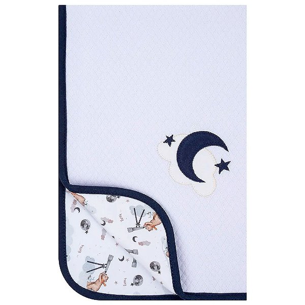 Manta De Matelassê Hug Lunar Azul Galáxia