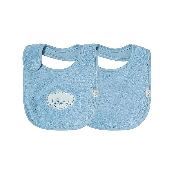 Kit Com 2 Babadores Hug Cachorro Azul