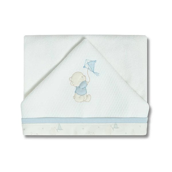 Toalha de Banho Hug Com Capuz Voando Nas Nuvens Azul