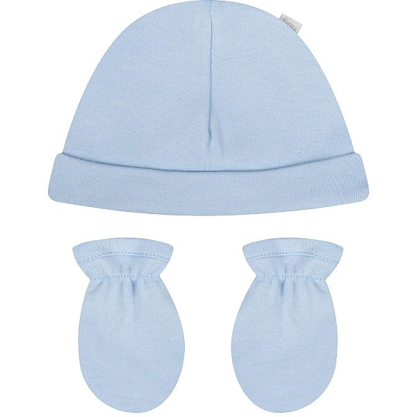 Kit Hug Touca E Luva Hug Encanto Azul Claro