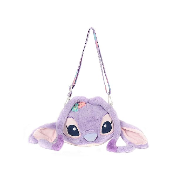 Bolsa Transversal Luxcel Angel Stitch de Pelúcia Face Roxo