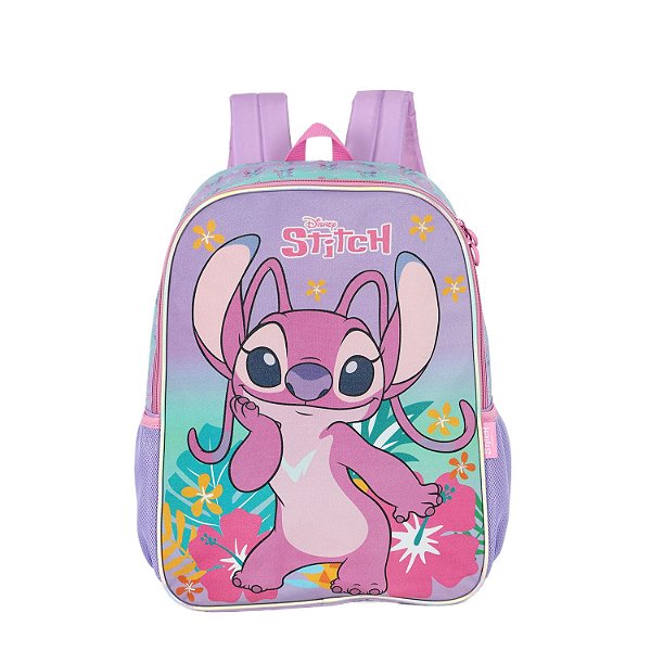 Mochila de Costas Luxcel Stitch Floral Aloha Roxo