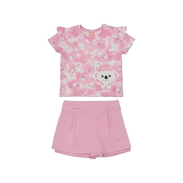 Conjunto Curto Lilica Ripilica Blusa Short Saia Active Rosa