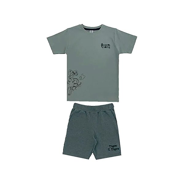 Conjunto Curto Tigor T Tigre Camiseta e Bermuda Fun2 Verde